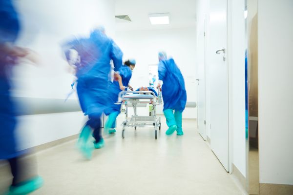 Doctors rush in a hospital