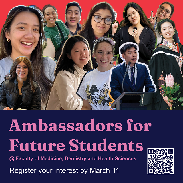 Collage of student ambassadors on promotional poster for 2024 applications