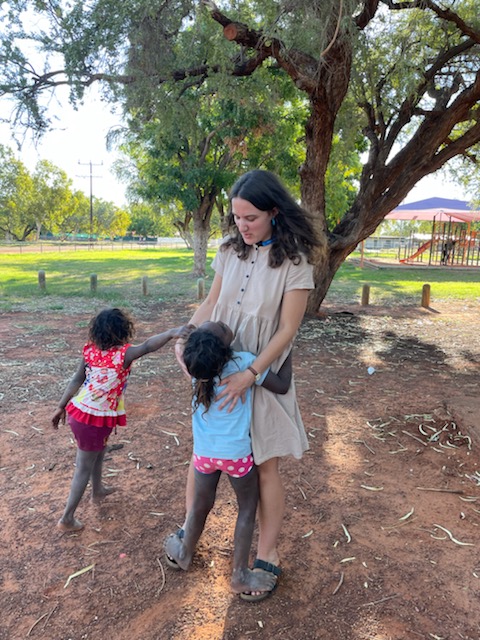 Natasha on placement, interacting with Indigenous children