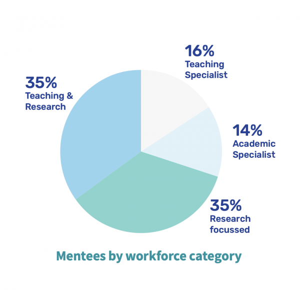 Piechart showing the 2021 SWIM Mentees by their workforce category