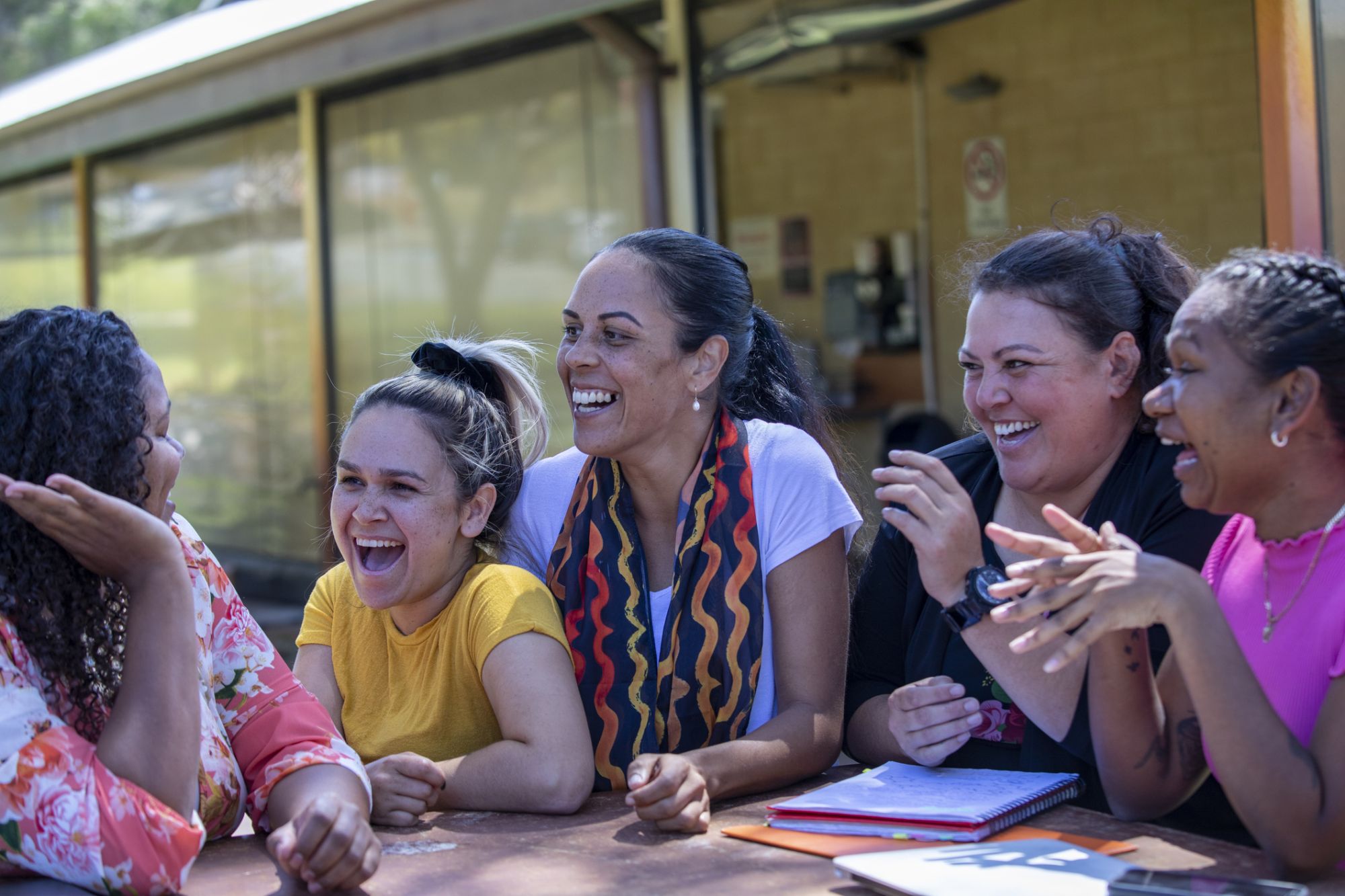 Indigenous women laughing