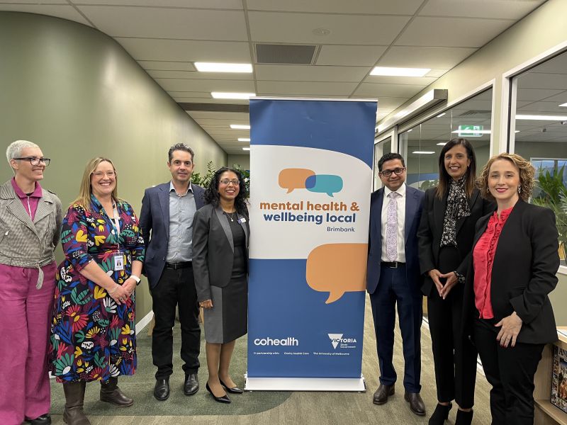 Representatives from cohealth, the University of Melbourne and Clarity Health Care with Minister for Mental Health Gabrielle Williams MP (right) at the launch of the new service. 