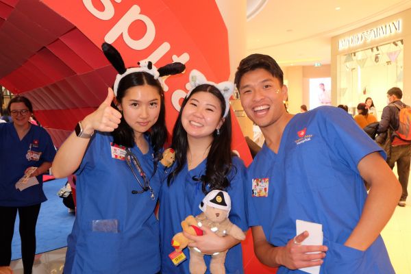 Students at teddy bear hospital event