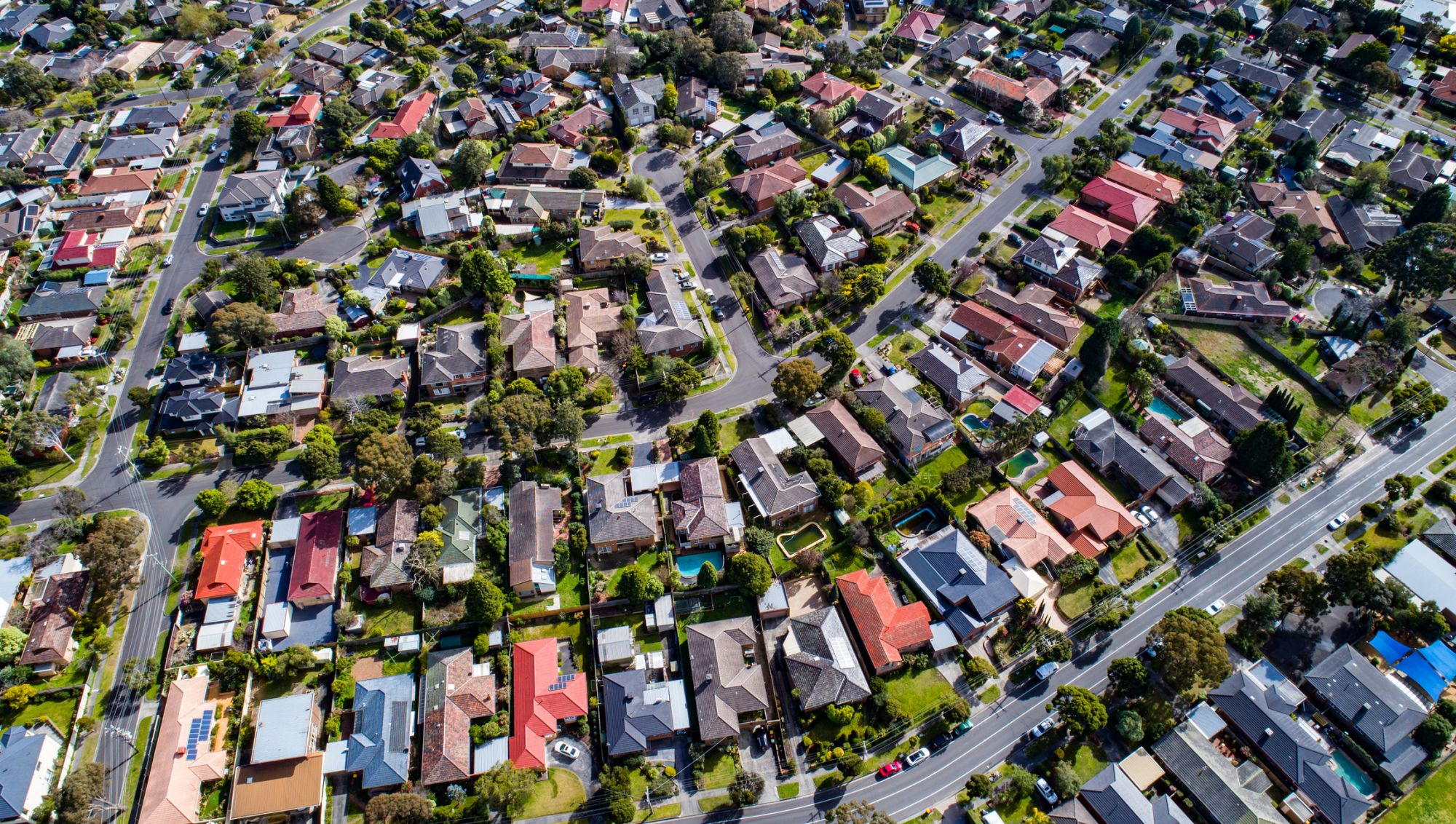 Aerial image of homes in Melbourne