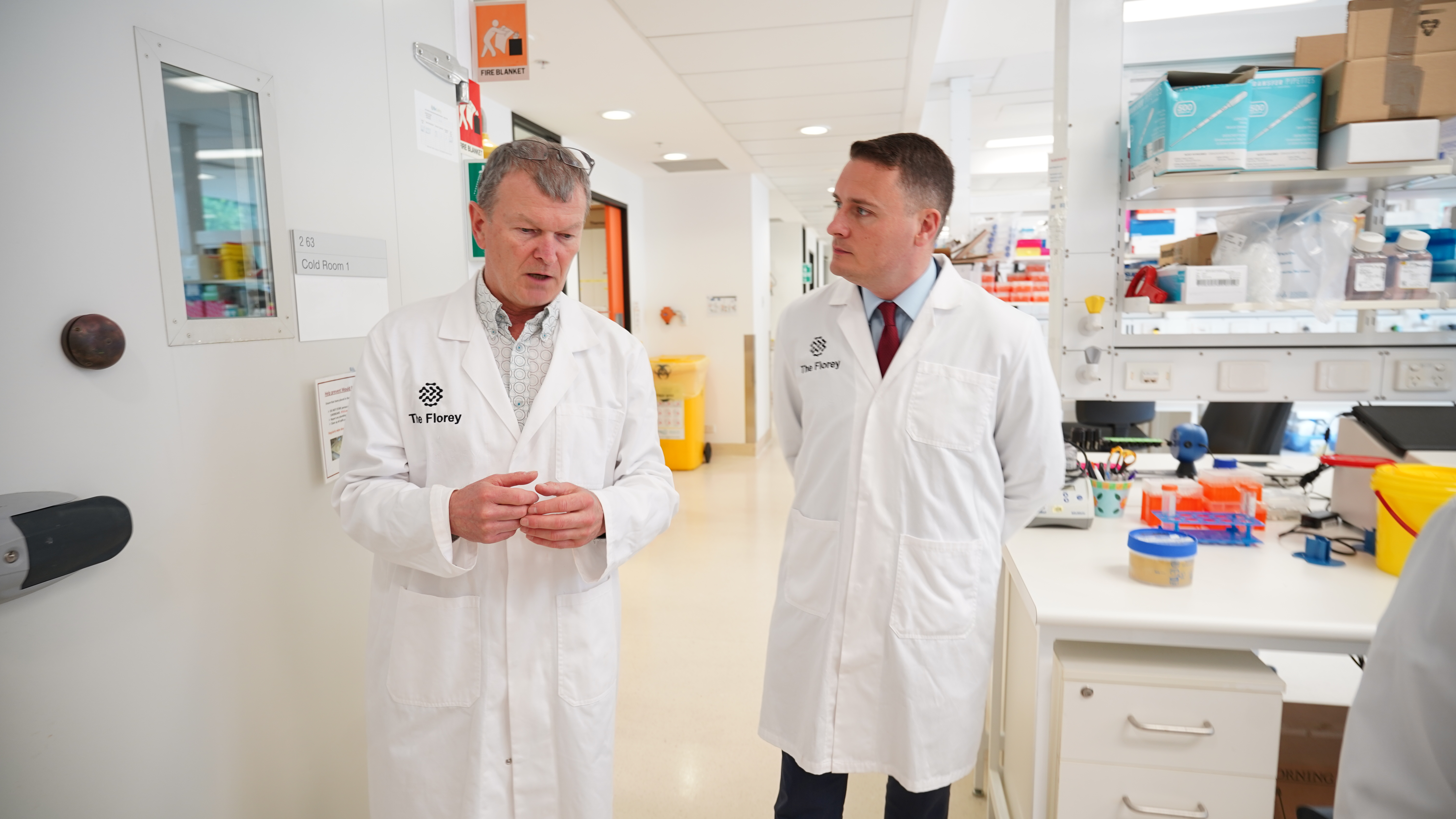 Professor Andrew Lawrence and Mr Wes Streeting tour The Florey.