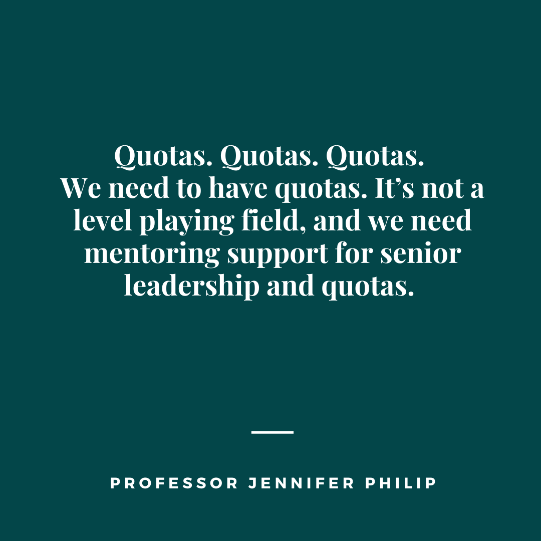 If I could change one thing, Jennifer Philip says implementing quotas would level the playing field for women at the university.