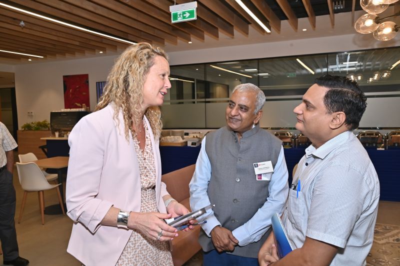 Professor Margie Danchin with event attendees.