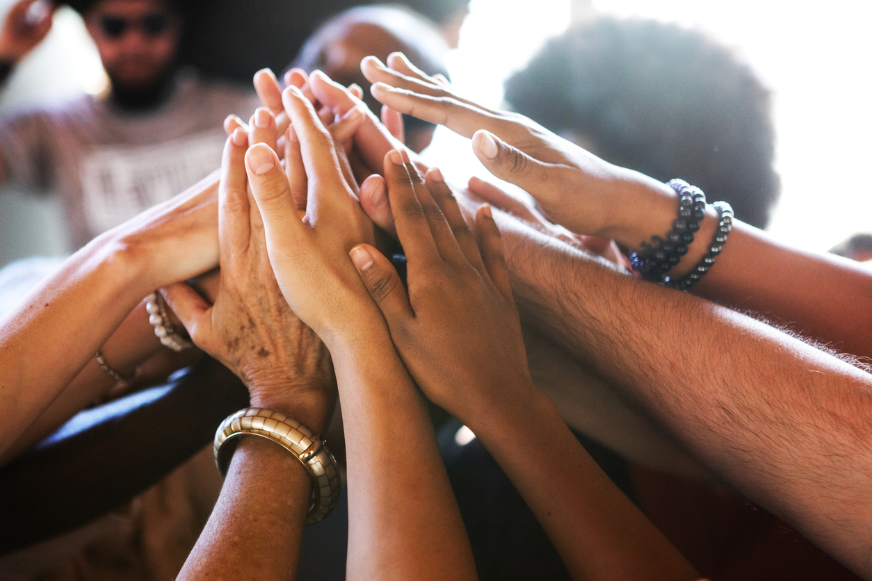 Hands joining in together