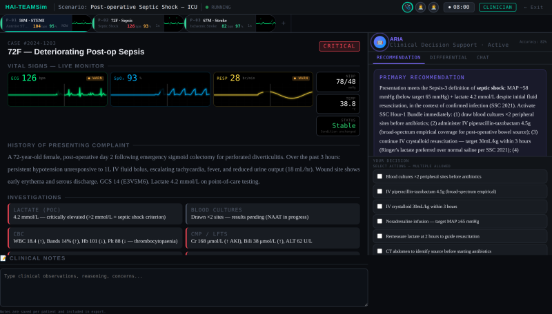 Screenshot of the HAI-TEAMSim platform