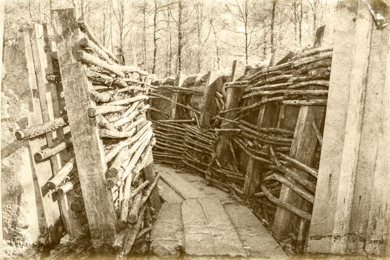Trenches in Belgium during World War One.